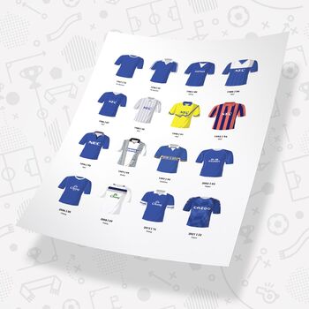 Everton Classic Retro Football Kits Team Print, 3 of 4