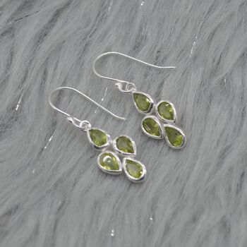 Peridot Sterling Silver Drop Earrings: August Birthstone, 3 of 9