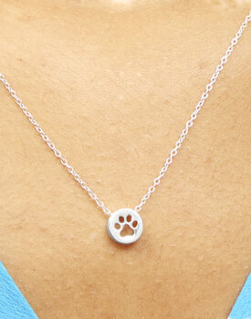 Sterling Silver Paw Print Necklace, 2 of 7