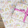 Unicorn Rainbow Wrapping Paper Roll Or Folded, thumbnail 3 of 3