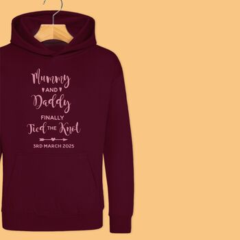 'Mummy And Daddy Finally Tied The Knot' Boys/Girls Wedding Hoodie, 8 of 12