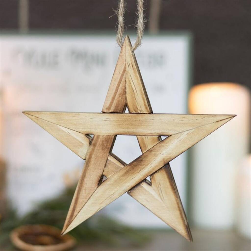 Hanging Wooden Pentagram Decoration, 1 of 3