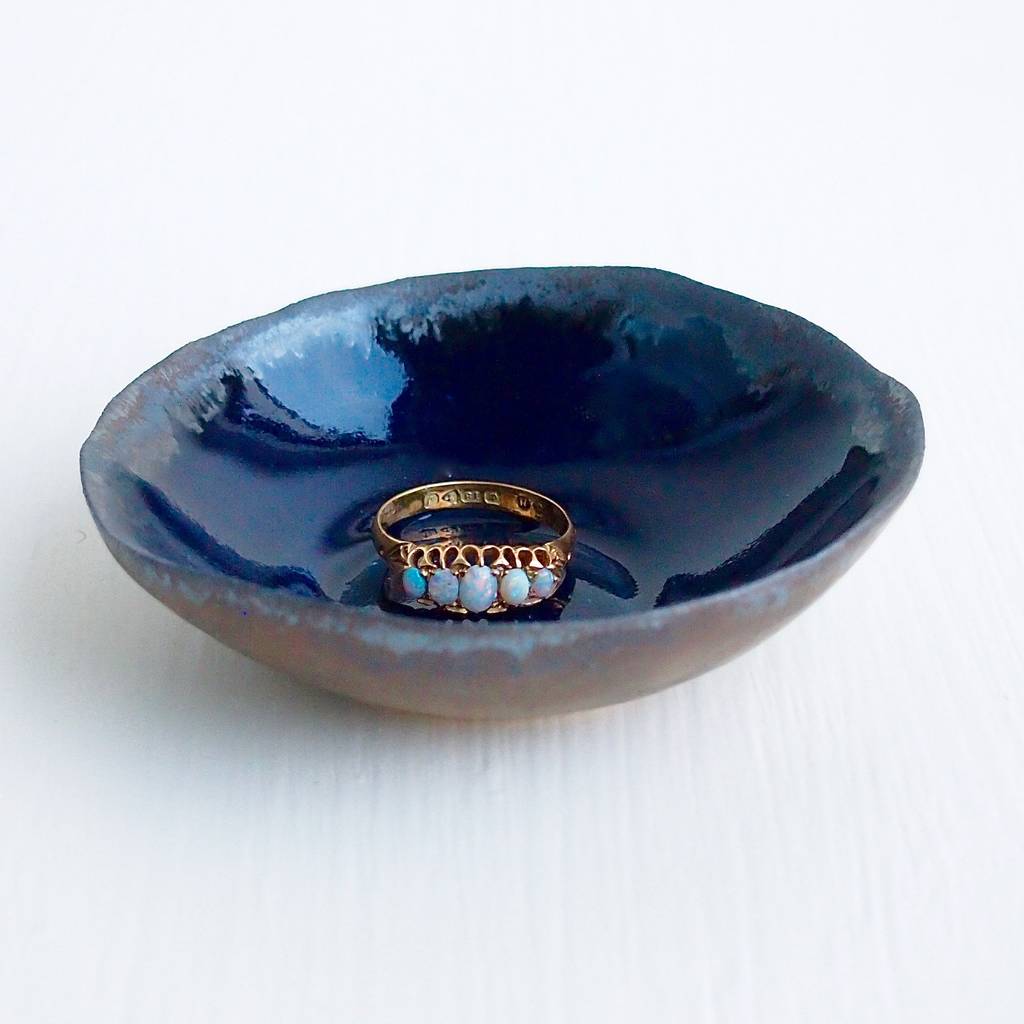 handmade navy blue and gold ceramic ring dish by kabinshop ...