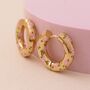 Pink Daisy Flower 18ct Gold Plated Chunky Hoop Earrings, thumbnail 1 of 5