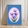 Anemone Floral Art Print Blue, thumbnail 2 of 4