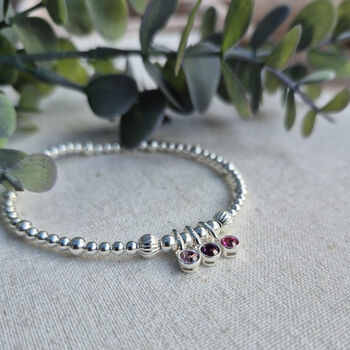 Sterling Silver 925 Family Childrens Birthstones Stretch Bead Bracelet, 2 of 7