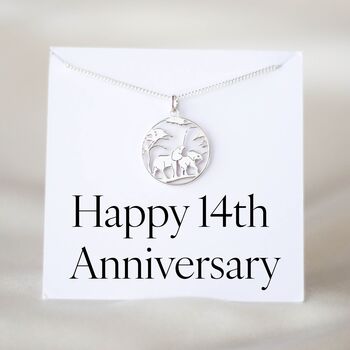 14th Anniversary Gift For Wife, Elephant Necklace, 8 of 9