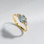 Blue Topaz Three Stone Ring In Silver And Gold Vermeil, thumbnail 5 of 8