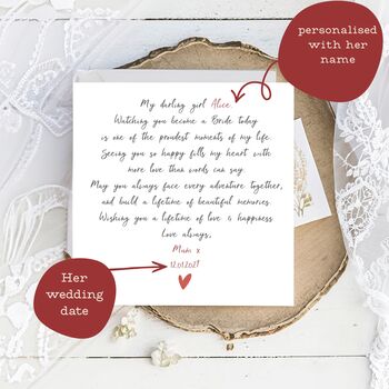 To Daughter On Her Wedding Day Card From Mum, 2 of 5