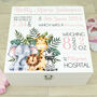Jungle Animal Baby Birth Stats Wooden Keepsake Box, thumbnail 5 of 6