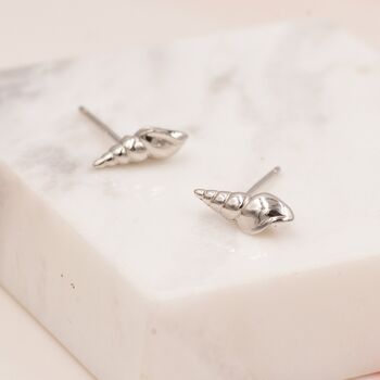 Sterling Silver Seashell Stud Earrings, 2 of 12