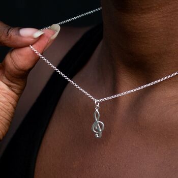 Treble Clef Necklace, Sterling Silver, 2 of 7