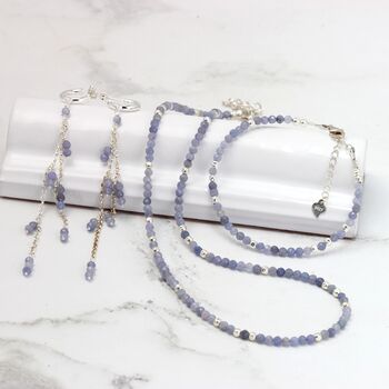 Tanzanite Hoop Drop Earrings In Sterling Silver Or Gold Vermeil, 5 of 11