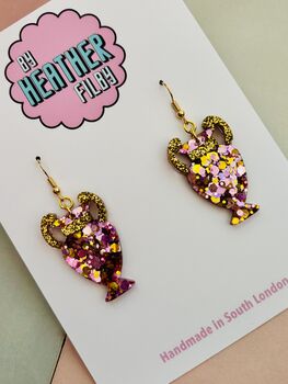 Vase Glitter Earrings / Interior Design Gift / Novelty Art Jewellery / Fun Accessories, 4 of 5