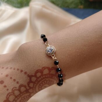 Indian Black Crystal Beads Zircon Mangalsutra Bracelet, 2 of 9