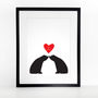 Bear Couple Sitting Silhouette, Personalised A3 Print, thumbnail 7 of 7