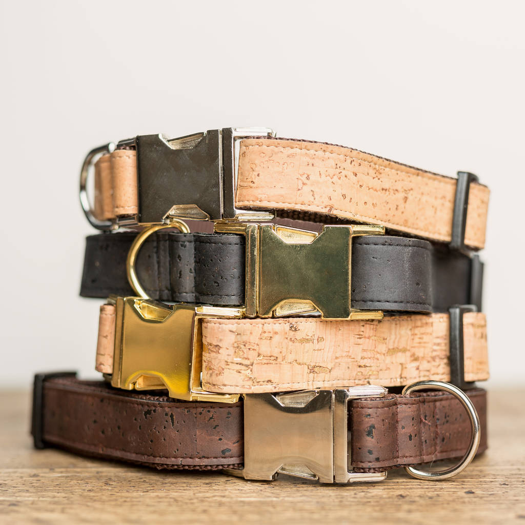 dog collar cork leather by woof and meow