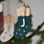 Hand Painted Personalised Wooden Christmas Stocking Decoration, thumbnail 2 of 5