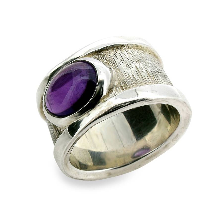 Sterling Silver Amethyst Drum Ring By Will Bishop Jewellery Design ...