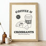 Coffee And Croissants Print, thumbnail 1 of 5