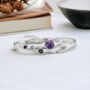 Hinged Sterling Silver Amethyst Iolite And Topaz Bangle, thumbnail 2 of 8