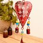 Hand Painted Red Heart Wind Chime Bell With Beads, thumbnail 6 of 10