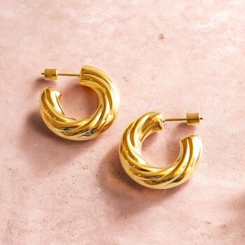 Bold Twisted Gold Hoop Earrings, 4 of 5