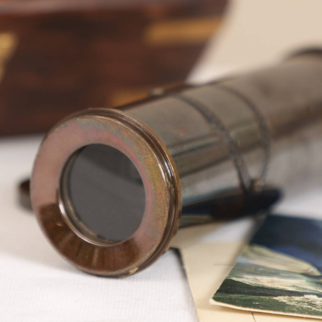 personalised antique style telescope in wooden box by dibor