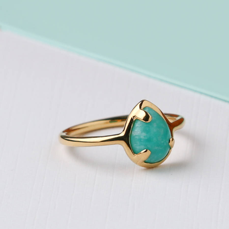 Semi Precious Amazonite Stone Ring