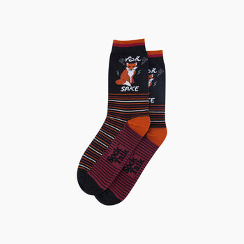 For Fox Sake Combed Cotton Novelty Socks In Black, 3 of 4