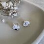 Black And White Clay Ceramic Cat Studs, thumbnail 8 of 8