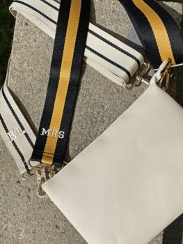 Soft Cross Body Bag With Personalised Striped Strap, 6 of 9