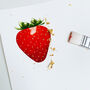 Strawberry Gold Leaf Watercolour Print, thumbnail 4 of 8