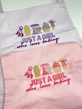 Just A Girl Who Loves Baking Embroidered Apron, 6 of 6