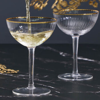 Two Luxury Champagne Coupe Glasses, 3 of 9