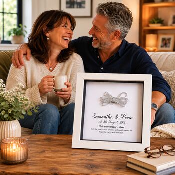 Personalised 25th Anniversary Gift Framed Silver Bow, 2 of 11
