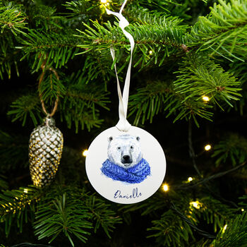 Personalised Christmas Polar Bear Christmas Decoration, 4 of 9