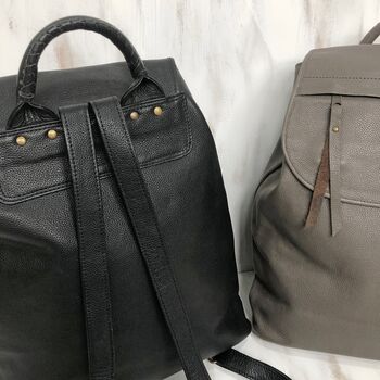 Fair Trade Stylish Versatile Leather Rucksack Backpack, 6 of 12