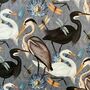 Grey Bird Song Heron Velvet Lampshade, thumbnail 2 of 8
