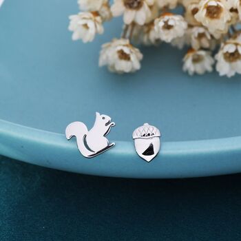 Mismatched Squirrel And Acorn Stud Earrings, 3 of 12