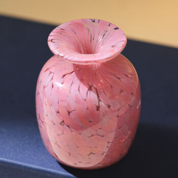 Vintage Mid Century Mottled Studio Glass Vase Pink, 2 of 3