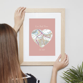 Personalised 'Home Sweet Home' Map Heart Print, 6 of 7