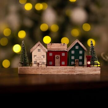 Wooden Festive Village Scene Ornaments, 4 of 4
