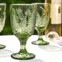 Set Of Four Botanical Fern Green Wine Goblets, thumbnail 3 of 7