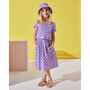 Purple Floral Girls Cotton Shirt, Skirt And Hat Set, thumbnail 1 of 3