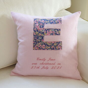 Personalised Embroidered Appliqued Christening Cushion, 2 of 6
