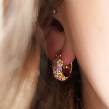 Botanical Wildflower 18ct Gold Plated Huggie Hoop Earrings, 2 of 5