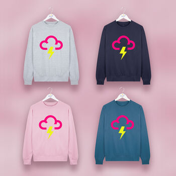 Thunder And Lightning Weather Symbol Sweatshirt, 4 of 6