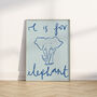 E Is For Elephant Blue Animal Kids Print Artwork, thumbnail 1 of 2