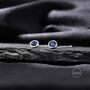 Sapphire Blue Bezel Cz Crystal Threader Earrings, thumbnail 4 of 9